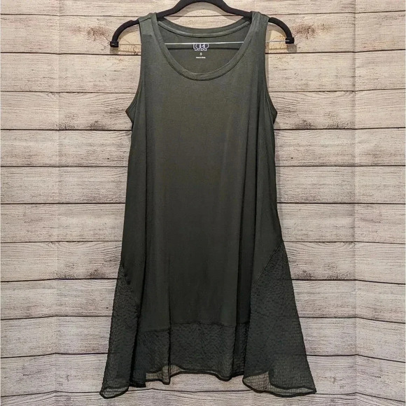 LOGO Layers Size Small Sleeveless Tunic Top Green Swing Stretchy Blouse #A282131 - Picture 2 of 11
